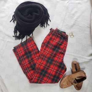 CCO LAST CHANCE VTG red tartan plaid pendleton wool lined pants 25" waist